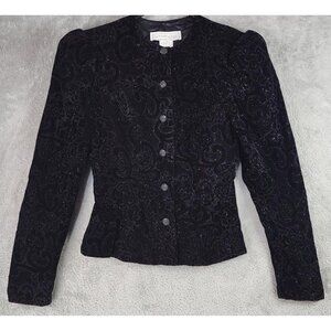 Scott McClintock Jacket Womens Size 6 Black Metallic Brocade Evening Blazer